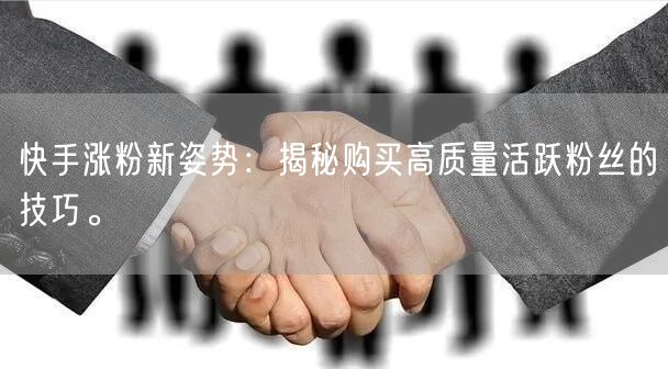 快手涨粉新姿势:揭秘购买高质量活跃粉丝的技巧。