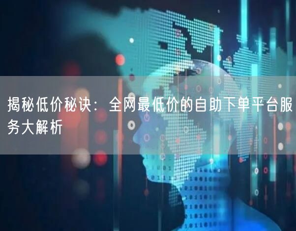 揭秘低价秘诀：全网最低价的自助下单平台服务大解析