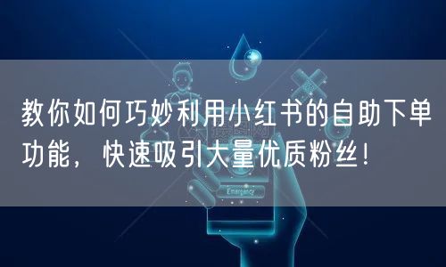 教你如何巧妙利用小红书的自助下单功能，快速吸引大量优质粉丝！