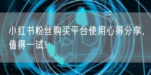 小红书粉丝购买平台使用心得分享,值得一试!