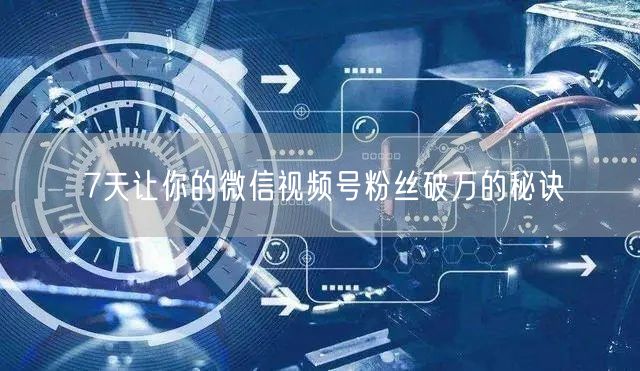 7天让你的微信视频号粉丝破万的秘诀