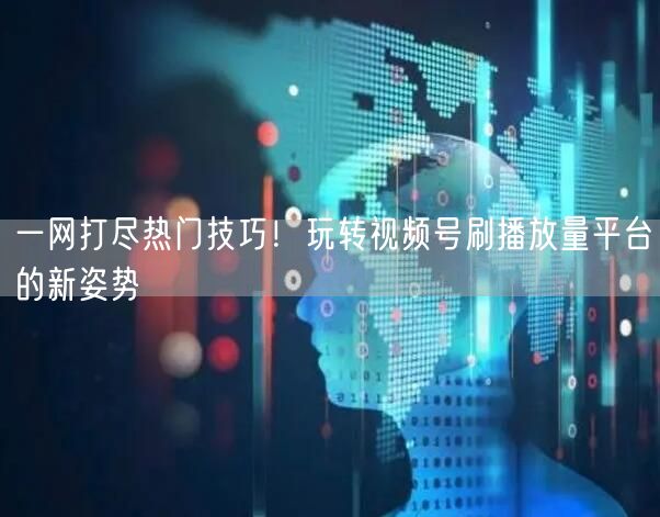 一网打尽热门技巧!玩转视频号刷播放量平台的新姿势